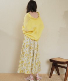 YECCA VECCA ボタニカル柄シアーロングスカート