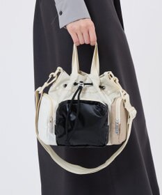 LeSportsac CONV DRAWSTRING CRSSBDY/ベージュ/ブラックシャイン/メレンゲ