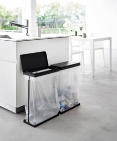 tower スリム蓋付き分別ゴミ袋ホルダー タワー 45L 横開き 2個組 ブラック