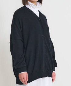 muuc 〈洗える極上メリノウール〉Vネックオーバーサイズカーディガン〈ゆったり体型カバー〉〈アンサンブル可能〉〈透かし編み〉