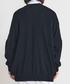 muuc 〈洗える極上メリノウール〉Vネックオーバーサイズカーディガン〈ゆったり体型カバー〉〈アンサンブル可能〉〈透かし編み〉