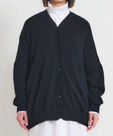 muuc 〈洗える極上メリノウール〉Vネックオーバーサイズカーディガン〈ゆったり体型カバー〉〈アンサンブル可能〉〈透かし編み〉