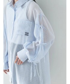 earth music&ecology 袖スリットリボンロングシャツ