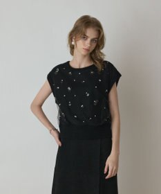 GRACE CONTINENTAL チュール刺繍ニットトップ
