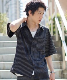 WEGO クロップドSSピンストライプシャツ