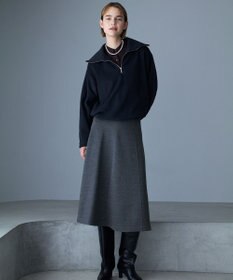 ICB 【洗える】 シルキーウールダブルフェイス ニットフレアスカート