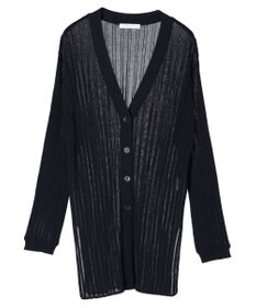 Green Parks 推しニット　リブ編みミドル丈カーディガン