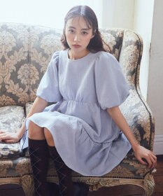 earth music&ecology バックリボンパフスリーブミニワンピース