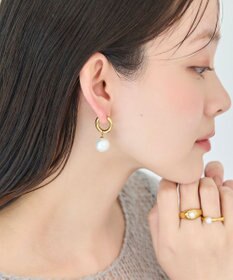 Phoebe 〈金属アレルギー対応〉カルチャードパールフープピアス/ステンレス/大ぶり/存在感◎/主役級