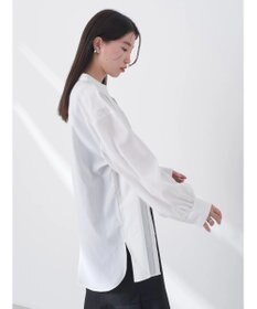 earth music&ecology バンドカラーストライプシャツ