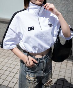 WEGO 刺繍ハーフジップT