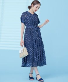 組曲 S 【WEB限定】フラワーボーダージャガードプリント ワンピース