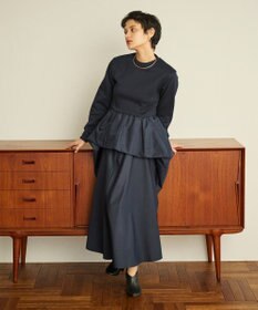 #Newans 【撥水/マシンウォッシャブル】クリオネシルエットコンビドレス