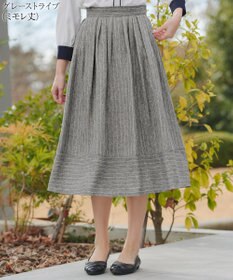 Tiaclasse 【新色追加・選べる丈】麻調タックフレアスカート