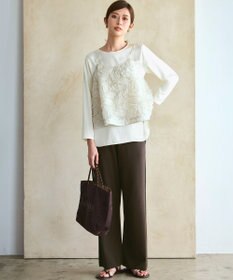 23区 L 【洗える】サテン ロングスリーブ Tシャツ