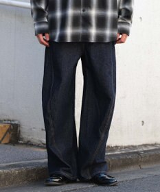 WEGO 【ユニセックス着用ITEM/SMLサイズ展開】カバーフィットバルーンデニムパンツ