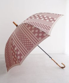 槇田商店 Kirie ドットとストライプ アンティークボルドー 長傘