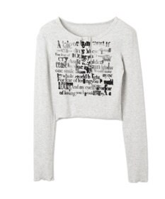 WEGO ヘンリーネックグラフィックピチトップス