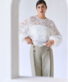 23区 【GOLD LABEL】チュールエンブロイダリー フラワーモチーフ 2WAYブラウス