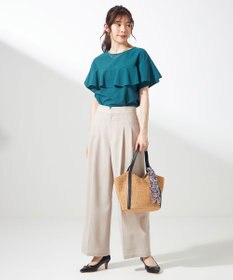 ANY SIS L 【前後着用・UVケア・洗える】2WAYジョーゼットジャージーフリル カットソー