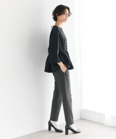 #Newans 【洗濯機可】ジャガ―ドドットペプラムブラウス