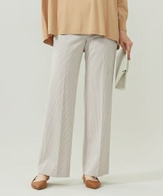 自由区 L TRギャバチェック柄ストレート パンツ