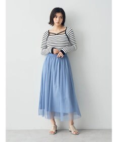 YECCA VECCA ラメチュールギャザースカート