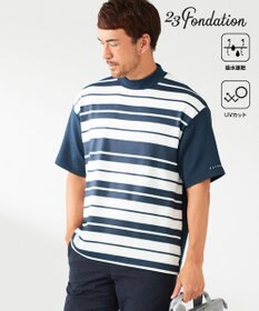 23区GOLF 【23Fondation】【吸水速乾/UVケア】ボーダー モックネック