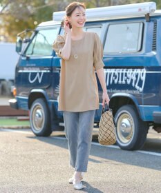 Tiaclasse 【小倉優子さん着用】【洗える】 パフスリーブチュニックブラウス