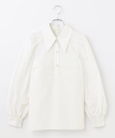 #Newans 【セレモニーにも】下から着られちゃう！尖り襟パフスリーブブラウス