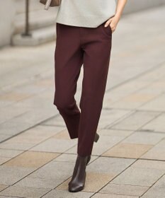 自由区 L 【19号サイズまで展開】TRギャバ裏起毛テーパード パンツ ボルドー