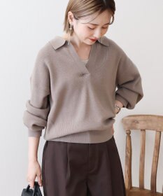 AMERICAN HOLIC バイパチ片畦衿付きニットプルオーバー