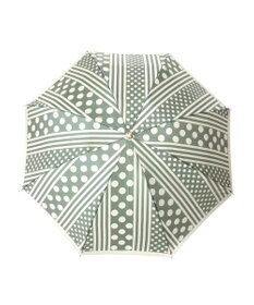 槇田商店 Kirie ドットとストライプ フォレストグリーン 折りたたみ傘