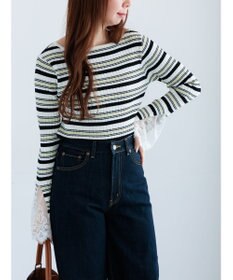 Te chichi レースカフスリブニット