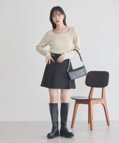 earth music&ecology 【洗濯機洗い可】スクエアホルターネックリブプルオーバー