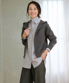 J.PRESS LADIES S ダンボールジャージー ジップアップ パーカー