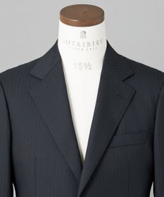 GOTAIRIKU シワになりにくい【御幸毛織/みゆきけおり】DRY SPINNER(ドライスピナー)スーツ（ダークグリーンストライプ）