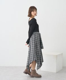 earth music&ecology 【洗濯機洗い可】スクエアホルターネックリブプルオーバー