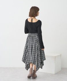 earth music&ecology 【洗濯機洗い可】スクエアホルターネックリブプルオーバー