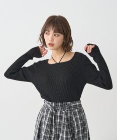 earth music&ecology 【洗濯機洗い可】スクエアホルターネックリブプルオーバー