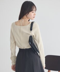 earth music&ecology 【洗濯機洗い可】スクエアホルターネックリブプルオーバー