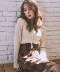 earth music&ecology 【洗濯機洗い可】スクエアホルターネックリブプルオーバー