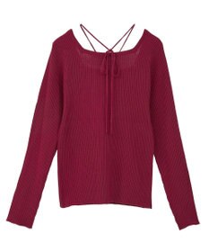 earth music&ecology 【洗濯機洗い可】スクエアホルターネックリブプルオーバー