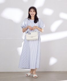 Tiaclasse 【洗える】バルーンスリーブサイドギャザーワンピース