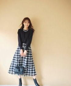 Feroux 【洗える】ビジュー襟 プルオーバーニット