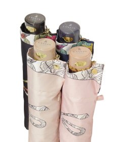 MOONBAT 【簡単開閉】ランバン オン ブルー (LANVIN en Bleu) リボン 花柄 折りたたみ傘 サテンプリント