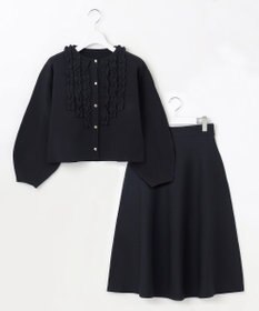 Feroux 【洗える】パフスリーブフリル ニットセットアップ