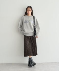 earth music&ecology 【洗濯機洗い可】スウェットライクロゴニットプルオーバー