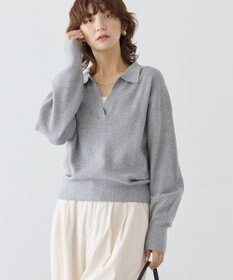 AMERICAN HOLIC バイパチ片畦衿付きニットプルオーバー