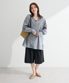 Green Parks 綿麻混Ｖネックオーバーサイズシャツ